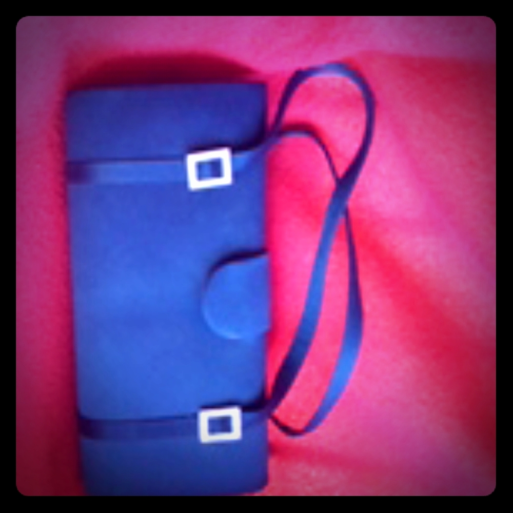 Evening clutch: midnight blue w/ 2 silver buckles